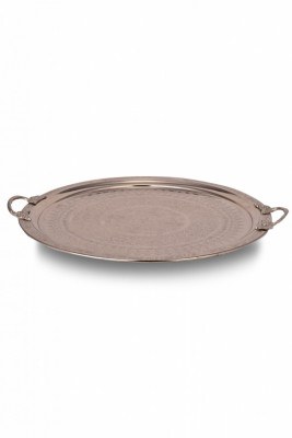 Bakır İşlemeli Tepsi - 38 cm-5841 - 2