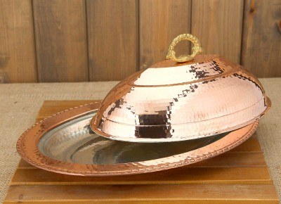 Bakır Kayık Sahan - 30 cm - 1