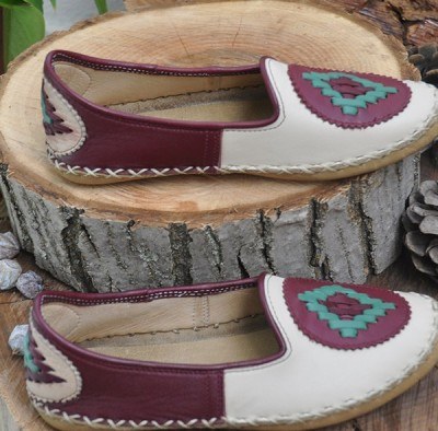 Bordo Krem Nakışlı - Babet - 3
