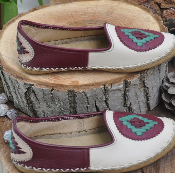 Bordo Krem Nakışlı - Babet - 3