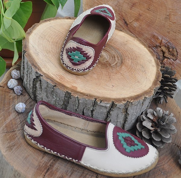 Bordo Krem Nakışlı - Babet - 4