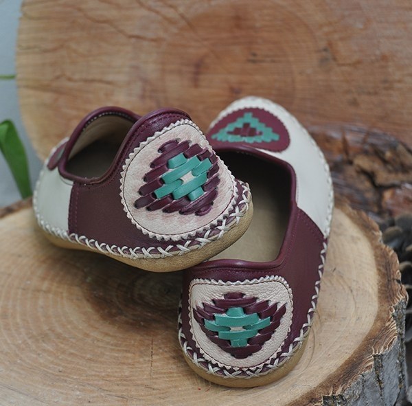 Bordo Krem Nakışlı - Babet - 5